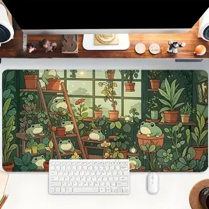 Cute Frog Mouse Pad Green Cartoon Large Desk Mat Office Desk Accessories With Stitched Edge Non-Slip Mousepad Rubber Base Computer Keyboard Desk Pad 35.4x15.7 Inch Table Mat for Home Office as Gift for Friends Women Men