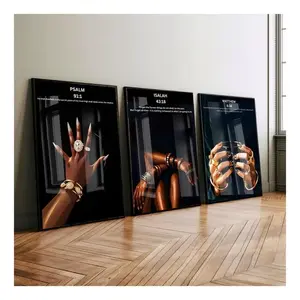 Set of 3 Black Christian Girl Wall Art, Scripture Print, Bible Verse Wall Art, Girl Room Decor, Christian Wall Print #1