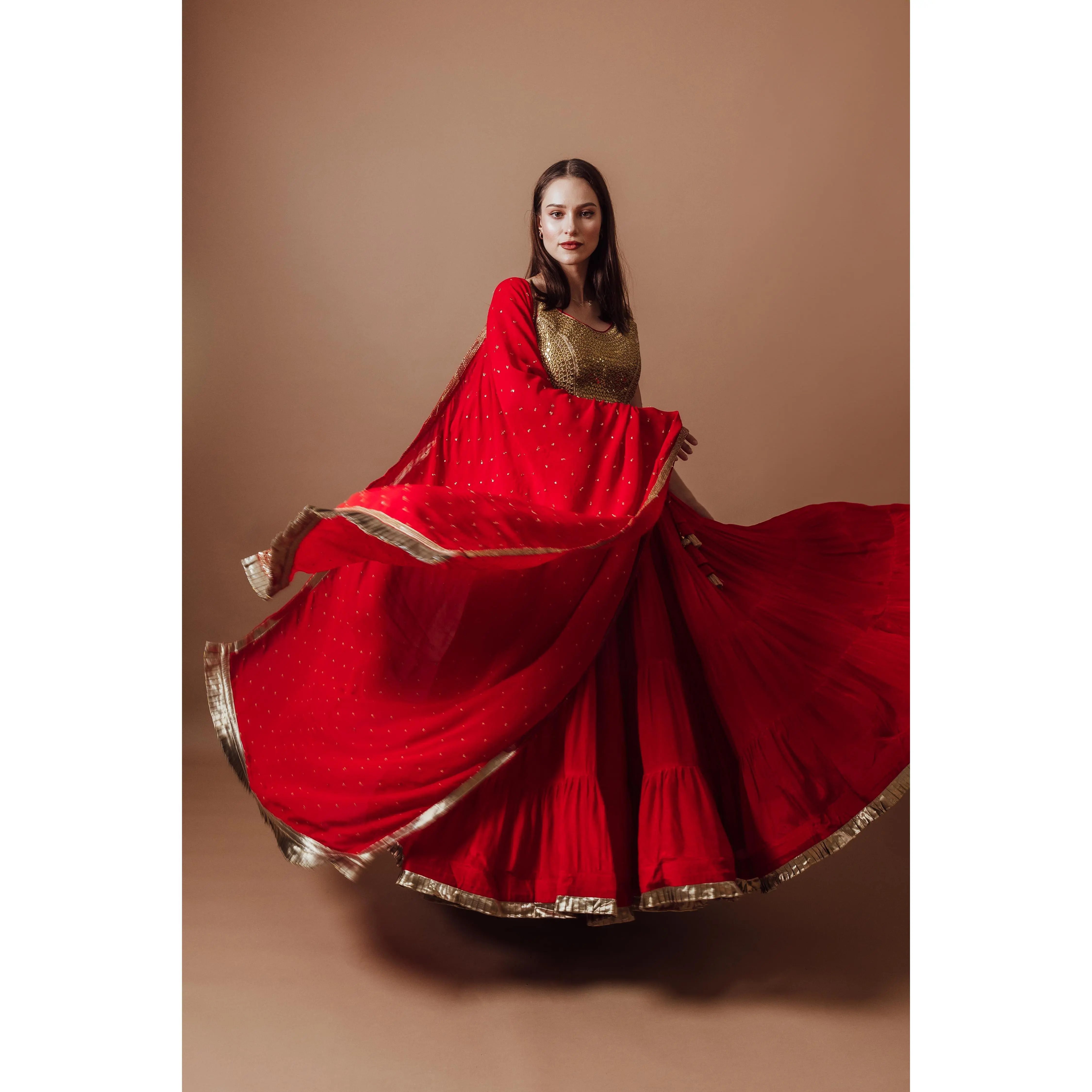 Red and Gold Lehenga Set