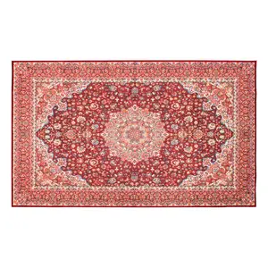 My Magic Carpet Kenya Ruby Machine Washable Area Rug, 3x5 Stain Resistant, Non-Slip, Waterproof