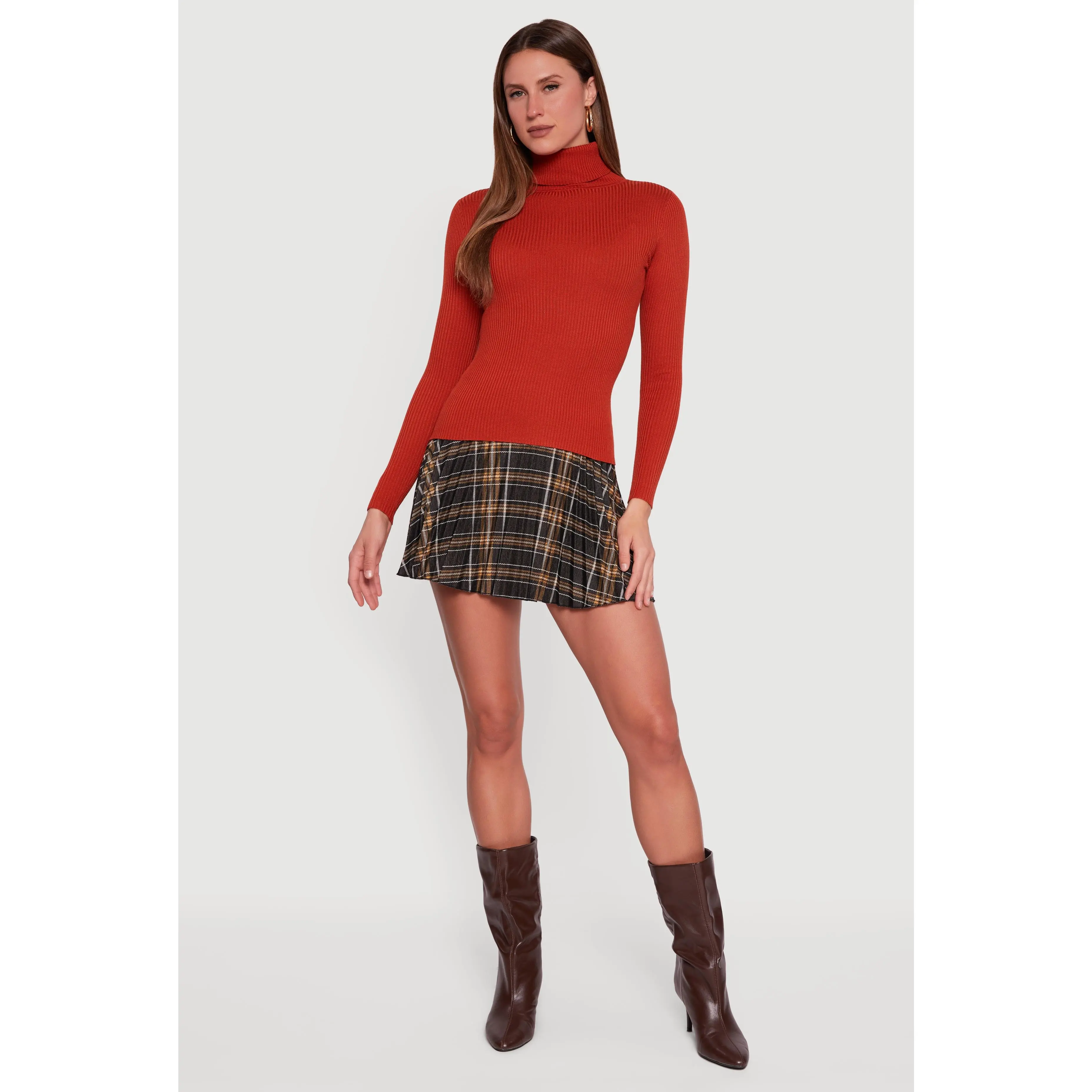 Rib Knit Long Sleeve Turtleneck Top