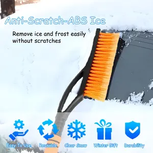 2in1 Snow Brush and Ice Scraper, Snow Removal Tool with Ergonomic Foam Handle for Cars, SUVs, Windshield