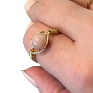 Wire Wrapped Gemstone Ring - Handcrafted Accessory with Durable Wire, Unique Design, Symbolic Meanings, Perfect for Everyday Wear