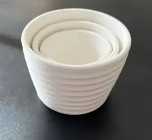 White Ribbed Cement Planter Set - 3 Piece (5", 4", 3.5")