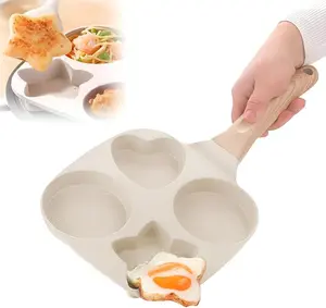 teacher appreciation gifts 2026-Non-stick Star Hole Design Egg Frying Pan, 4 Hole Skillet with Handle,Multifunctional Cooking Accessories, Breakfast Egg Toast Bread Food, Kitchen（ Easy to Clean） Cookware-valentines gift  ideas