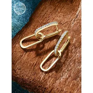 S925 Sterling Silver Moissanite Earrings, Double Ring Design Drop Earrings for Women, Elegant Jewelry for Parties and Everyday Wear, Ideal as a Birthday Gift, Includes Box, Elegant Minimalist Earrings