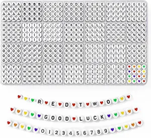 1400 Pcs Letter Beads for Friendship Bracelets Making Kit, A-Z Alphabet Beads, Colorful Heart Beads & Number Beads for DIY Jewelry Making