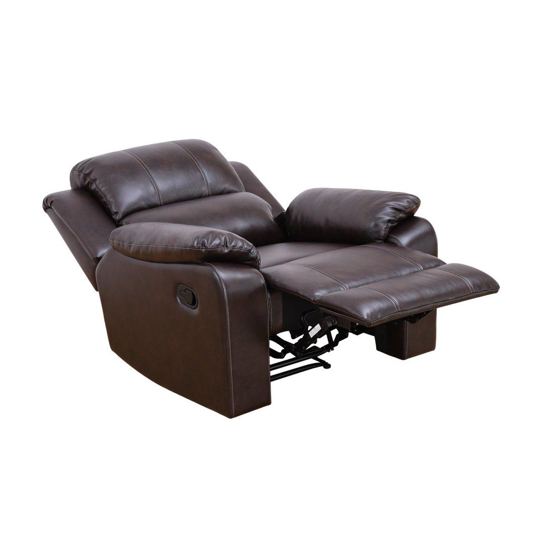 Brown Breathing Leather 4-Piece Living Room Recliner Sofa Set
