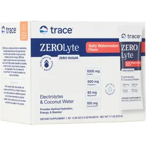 Trace Minerals ZeroLyte - Sodium & Electrolyte Replenishment - Energy & Hydration Support Drink Powder - Nerve & Muscle Function Support - Salty Citrus, 30 Packets (30 Servings)