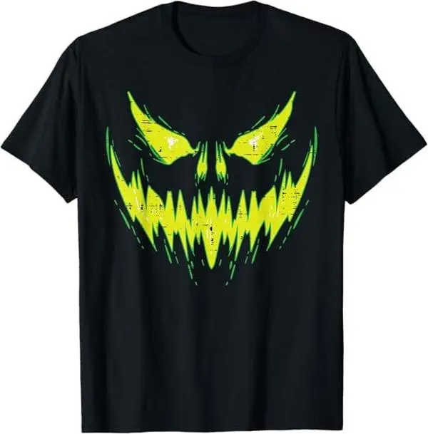Men's Scary Pumpkin Jack O'Lantern Face Halloween Graphic T-Shirt - Good Graphic Tees for Boys, Kids, Graphic T Shirts
