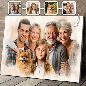 2D Flat, 2D Flat, 2D Flat Custom Memorial Canvas Gift, Combined Photos of Loved Ones, Ideal for Family Portraits. A Unique Gift for Family Members, Perfect for Home Decoration And Wall Art poster