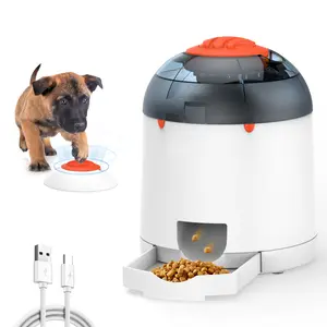 Potaroma Pet Puzzle Feeder Toy, 280ml Automatic Rechargeable Treat Dispenser, Interactive IQ Training Electronic Toy for Dogs & Cats, Push Remote Food Dispensing for All Breeds