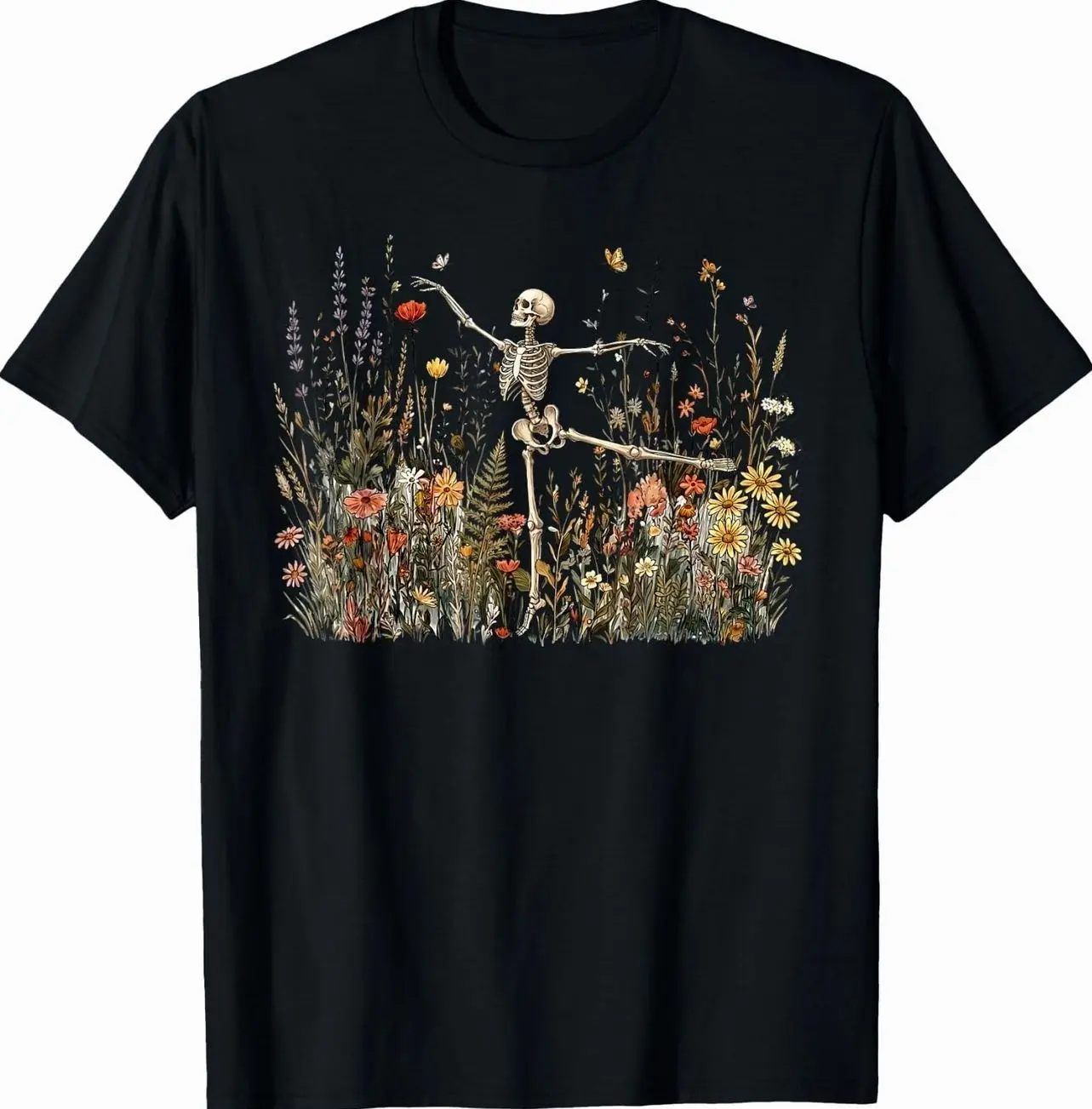 Skeleton Dancing Arabesque Wildflower Botanical Cottagecore T-Shirt XL2