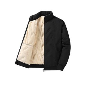 Men's Winter Warm Jacket with Fleece Lining Regular Fit Polyester Fiber Coat Machine Washable Casual Sports Apparel Hooded Zip-up Long Sleeve Wool Lined Warm Jacket - Plain