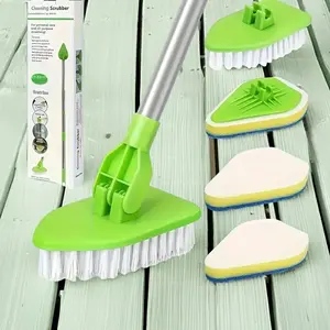 Extendable Cleaning Brush Set, Multi-Functional Bathroom & Kitchen Cleaner, Durable Stainless Steel Handle, No Power Needed, Home Cleaning Tool