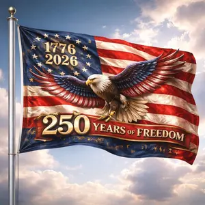 American Flag 1776-2026 Banner, Patriotic Eagle Flag Decor, 250 Years of Freedom USA Outdoor Flag