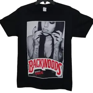 Backwoods Always True T Shirt Black Reprint Double Side Shirt,Short Sleeve Crew Neck T-Shir, Fitted, Pull On, Casual, Unisex