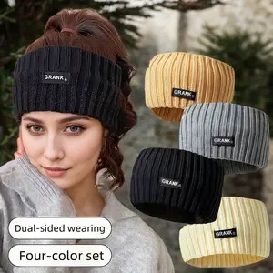 GRANK 4pcs Warm Winter Knitted Ladies Headband Soft Acrylonitrile Thick Warm Headscarf Solid Color Comfortable Everyday Hair Accessories Zigzagheadband