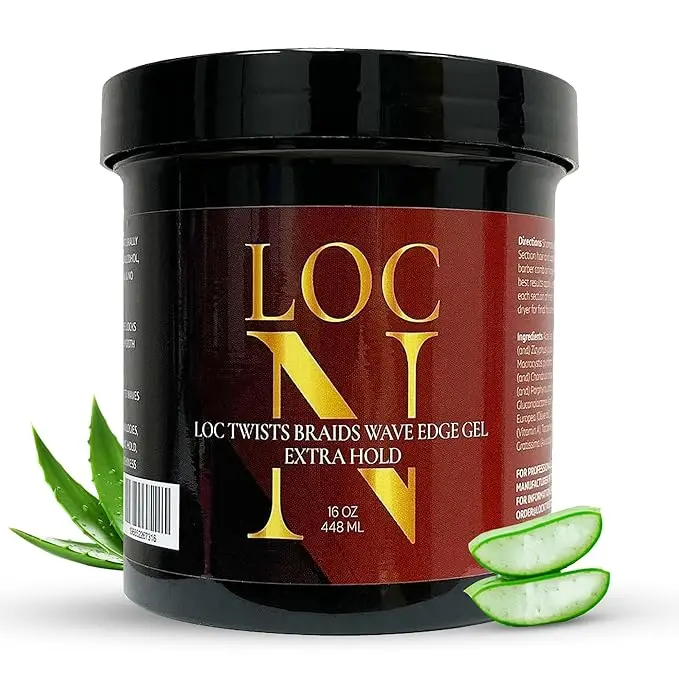 Loc N Twist Braid Edge Gel Extra Hold 16oz 448ml Haircare Gel with Lemongrass Scent Aloe Vera & Vitamin E for All Hair Types