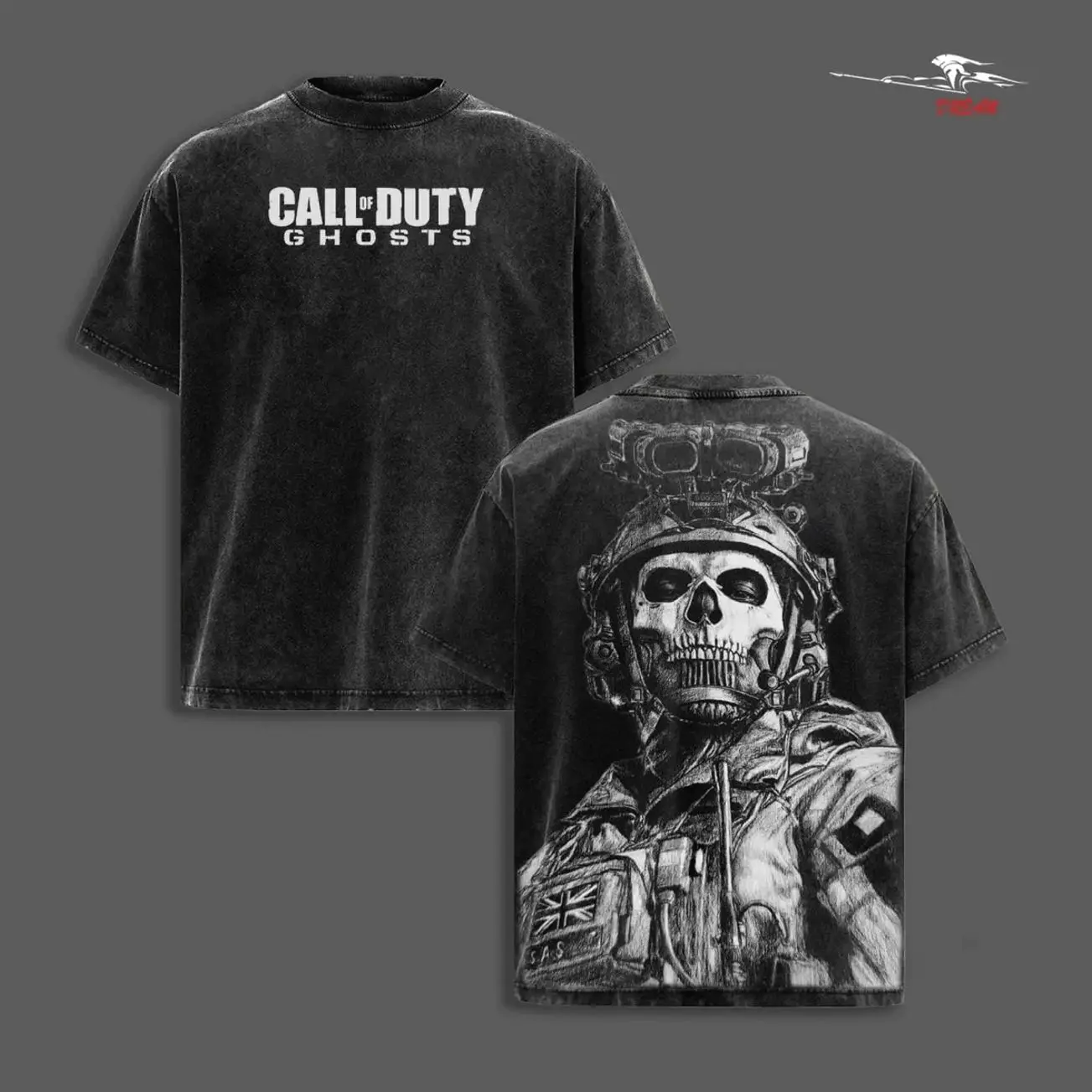 COD Ghosts Simon Riley Graphic Tee, Washed Military Video Game Shirt, Skull Mask Gamer Apparel AY6