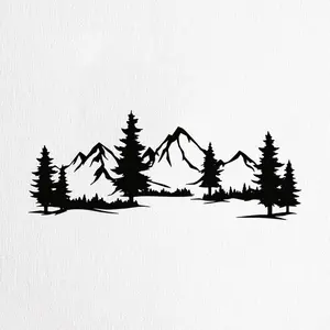 Forest & Mountain Pattern Wall Art, Hanging Wall Art, Rustic Metal Wall Decor, Wall Decor for Home Living Room Bedroom, Garden Decoration, Home Decor