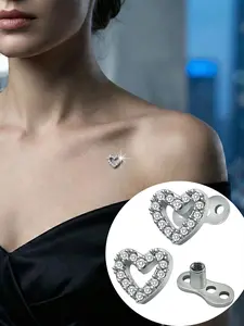 Dermal Anchor Tops and Base 14G Heart Cubic Zirconia Hypoallergenic Microdermals 316L Surgical Steel Piercing Jewelry for Women Men Internally Threaded Studs Body Piercings Jewelry Gift for Women