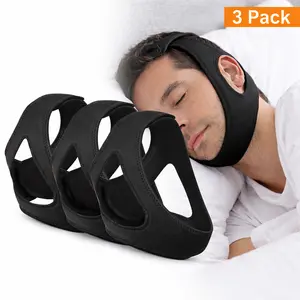 3 Pack-Anti Snoring Chin Strap for Men & Women, Adjustable Airflow Jaw Support Strap to Keep Mouth Closed, Breathable CPAP Chin Strap for Sleep Apnea, Dry Mouth & Snoring Relief