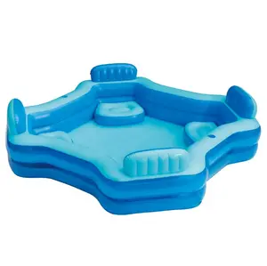 Bluescape Blue Deluxe Comfort Inflatable Family Swimming Pool, 4 Seats, Square, Age 6 & up