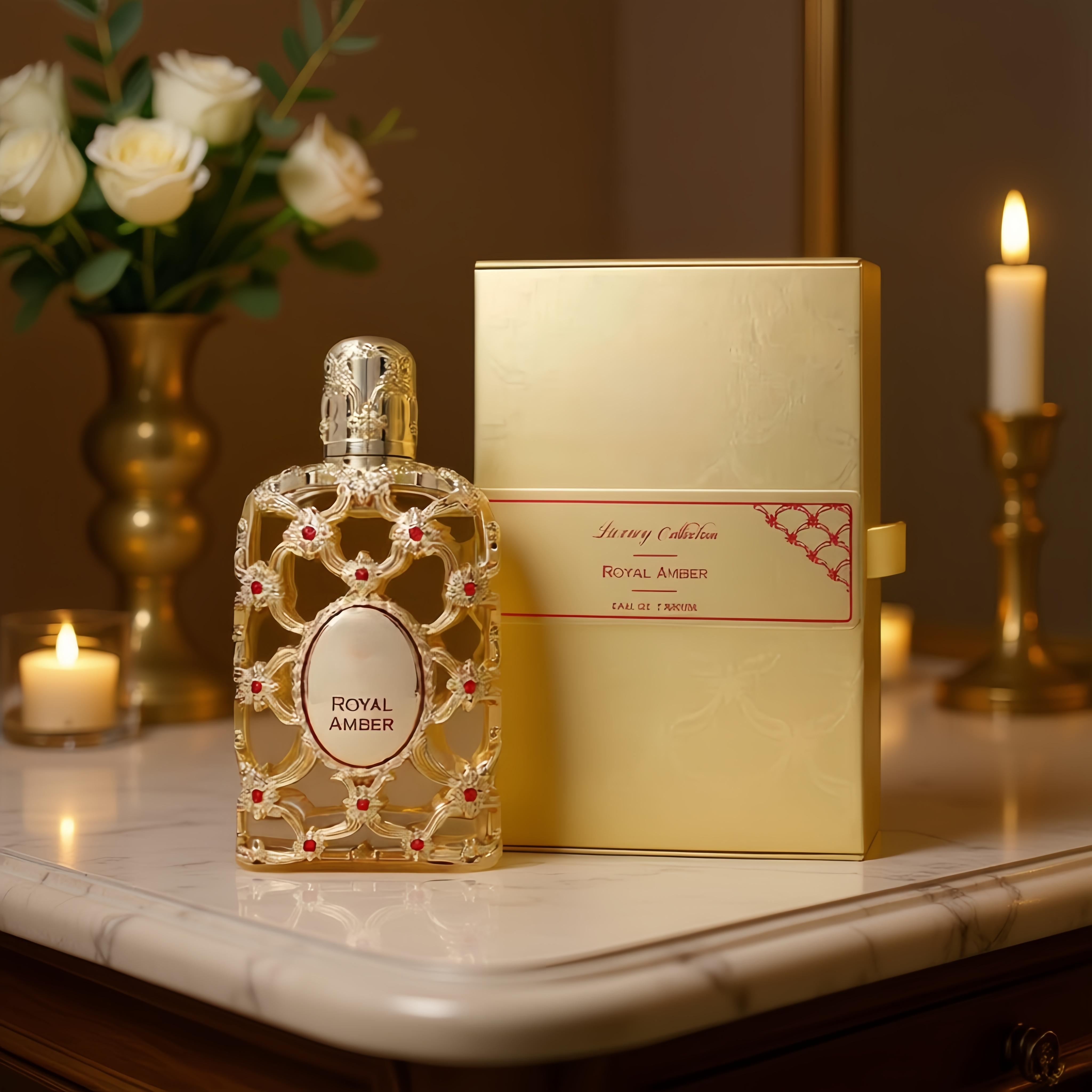 Royal Amber Eau De Parfum 0.25 FI Oz 75ml Mini Splash Fruity Gourmand AmberWoody Vanilla Bergamot Melon Pineapple MuskArabic Perfume for Men & Women