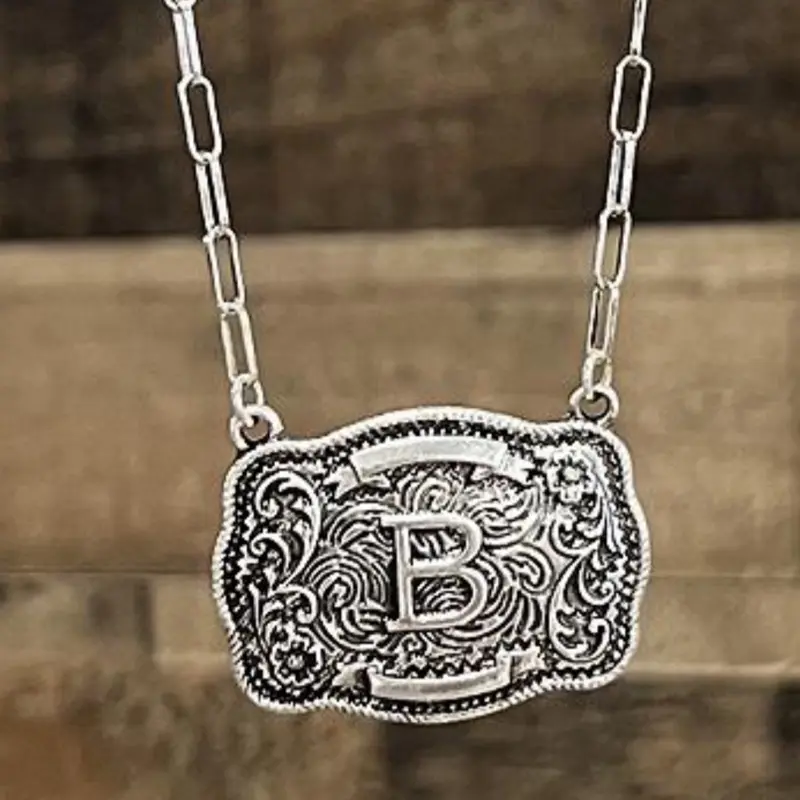 Initial Buckle Pendant Necklace Initial Buckle Pendant Necklace