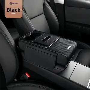 OPSETER-Multifunctional PU Leather Car Armrest Box Mat with Central Elbow Heightening Pad Storage Box Cup Holder & Car Tissue Box Auto Interior Accessories