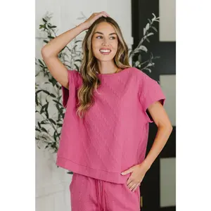 Can't Quit You Drop Shoulder Top in Magenta
