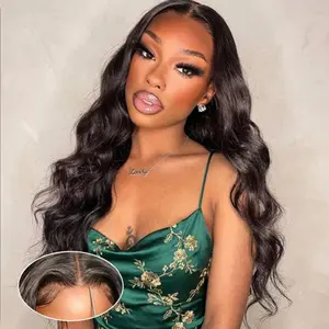Bling Hair Glueless 13x6 Body Wave Lace Frontal Human Hair Wigs with Drawstring Adjustable Straps 180 Density Glueless Brazilian Virgin Hair Pre Plucked Natural Hairline for Women summerwins