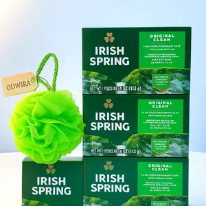 Irish Spring Original Bar Soap 6-Pack 500g Each Mild for Skin 12 Hours Fresh for Face Body Hand Plus Bathing Loofah Sponge Cleansing