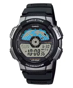 Casio Men’s Digital World Time Watch with Black Band – AE-1100W-1AV