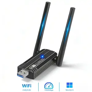 WiFi Adapter for Desktop PC，AC1300 Mbps,Dual Band 5/2.4Ghz Wireless WiFi Adapter，5GHz/2.4GHz Dual Band for Laptop Computer,Windows11/10/8/7/Mac OS/Linux,WiFi Dongle