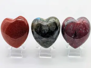 Puffy Heart Stone | Goldstone, Lepidolite, Labradorite (Stand Included)