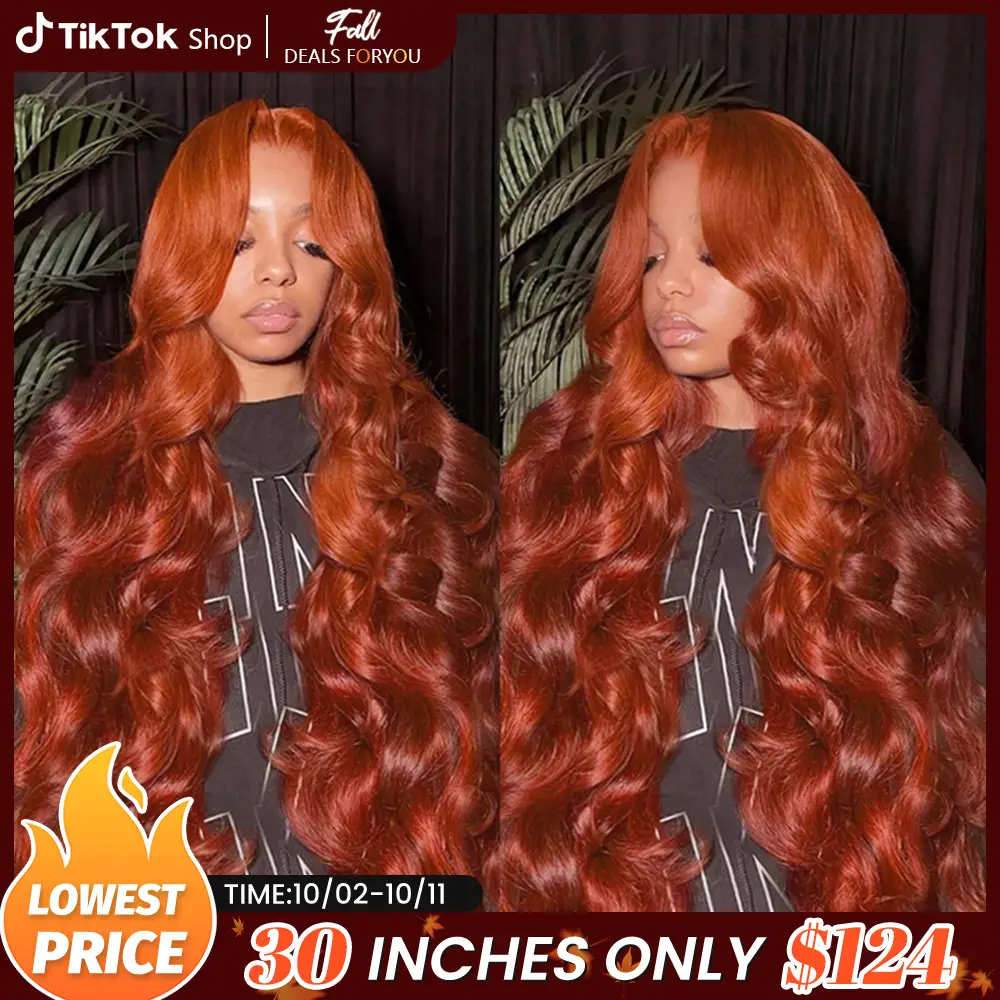 Bling Hair Red Brown(Ginger) 13x4/6 Brazilian Body Wave/Straight Lace Front Human Hair Wigs 33# Colored Pre Pucked 7x5 Glueless Wigs FallFreshness