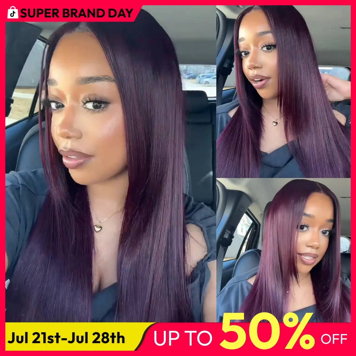 UNice Glueless Black Cherry Layered Straight Wig with Drawstring Pre-cut 7x5/13x4 HD Lace Frontal Human Hair Wigs with Invisible Knots Beginners Friendly summer wig