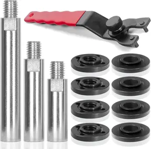 Angle Grinder Extension Shaft Connecting Rod, 12PCS Angle Grinder Attachments with 5/8-11 Thread, Universal Adjustable Grinder Spanner ​Wrench, 4 Sets of Flange Lock Nut for Grinder Tool
