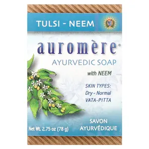 Auromere Ayurvedic Bar Soap with Neem, Tulsi-Neem, 2.75 oz (78 g)