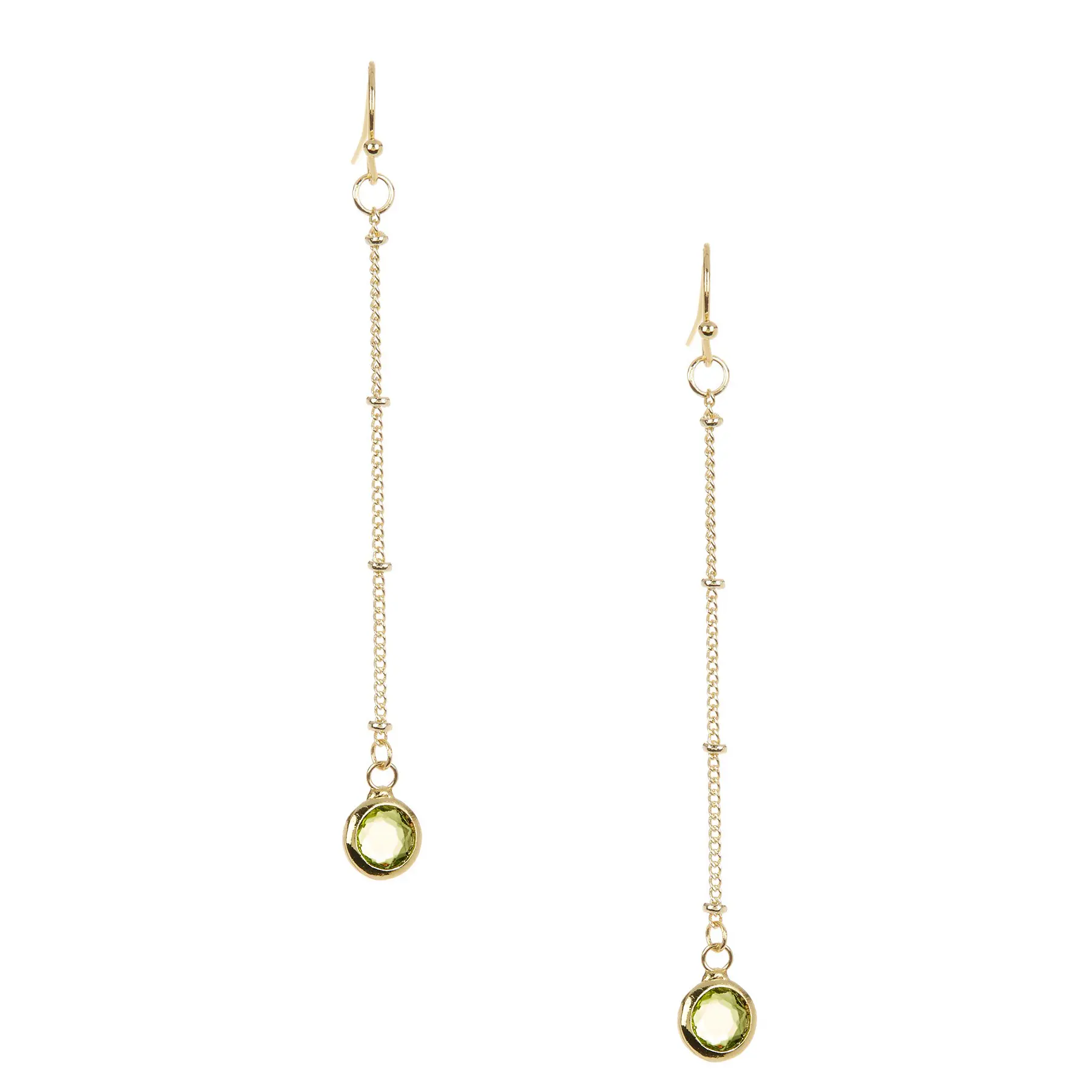 Artificial Peridot Crystal Dangle Earrings In Gold Jewelry For Women