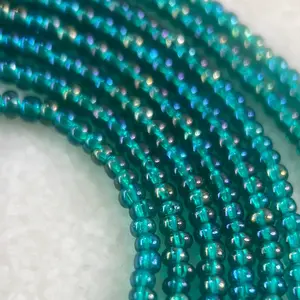 CURRENTS - Tie On Waist Beads - 45 to 60 inches Waistbeads - Teal Waistbeads - Irridescent Waistbeads - Mermaid Waistbeads - Beaded Fashion Body Jewelry - Made By Venus Waistbeads Adjustable - Authentic African Waistbeads