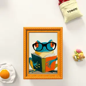 Funny Frog Refrigerator Magnet, Bookworm Frog Photo Frame Magnet, Kitchen Decor, Gift for Frog Lovers, Magnetic Wall Sticker