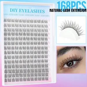 168 Pairs Natural D Curl False Eyelashes, Lightweight Individual Lash Extensions, Reusable DIY Gift Set for Special Occasions, Multiple Lengths, Individual Eyelashes Kit