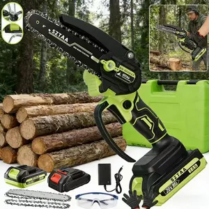 Mini Chainsaw 6 inch 2 Batteries Power Electric polesaw For Tree Trimming Wood Cutting Perfect G