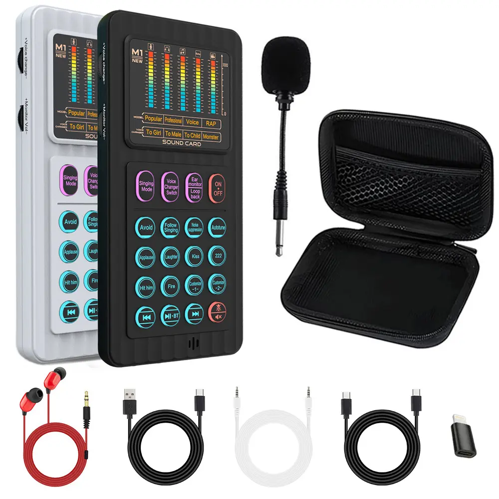 Live Sound Card Live Mixing Console With Voice Changer And AI Noise Reduction Bluetooth Audio Mixer equipment, 6 Custom Sound Pads, for Outdoor, Gaming, Podcasting,Recording,Singing,Youtube Tiktok Blog Streaming