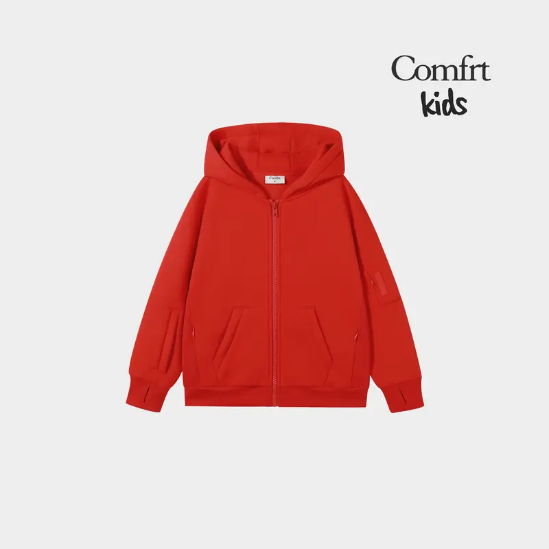 Comfrt | Kids Explorer Travel Zip Hoodie | Boys & Girls Hooded Zipper Sweatshirt for Traveling
