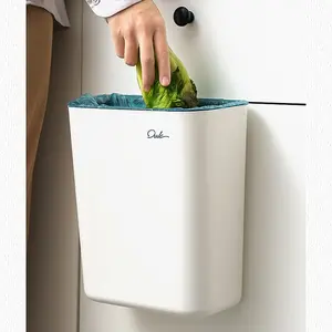 Wall-Mounted Trash Can for Kitchen Cabinet Door, Hanging Food Waste Bin, No Lid Press Edge Garbage Container, Paper Basket, Kitchen Trash Cans