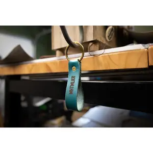 Leather Keychain - Turquoise Minerva